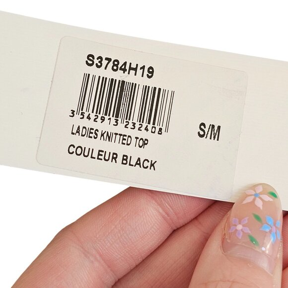 Molly Bracken NWT Black Velvet Long Sleeve Lightweight Sheer Top Sz S / M - Picture 7 of 11